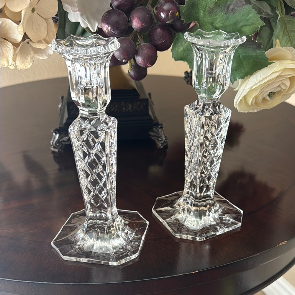Vintage Leaded crystal  Candle Holders with Elegant Accents